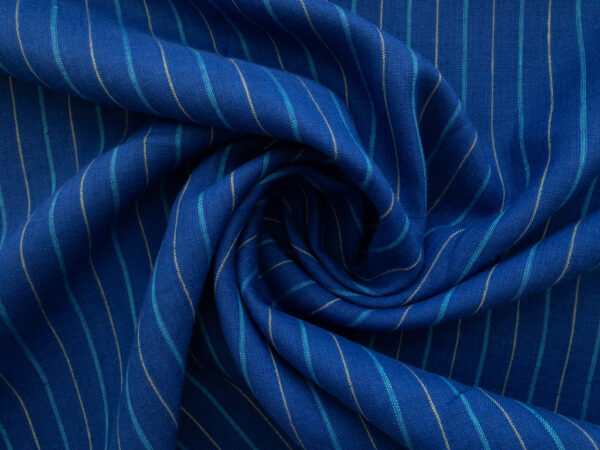 Designer Deadstock – Yarn Dyed Linen - Stripe -  Cobalt/Azure