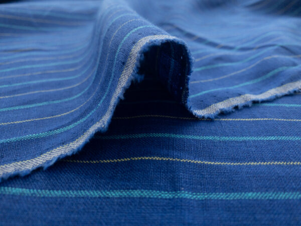 Designer Deadstock – Yarn Dyed Linen - Stripe -  Cobalt/Azure