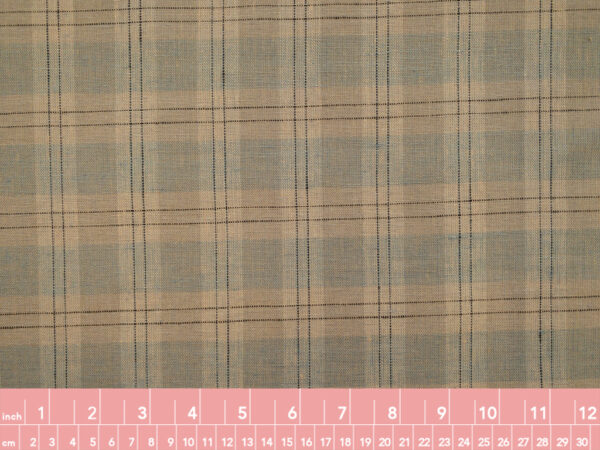 Designer Deadstock – Yarn Dyed Linen - Windowpane Plaid - Cloudy Day