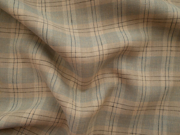 Designer Deadstock – Yarn Dyed Linen - Windowpane Plaid - Cloudy Day