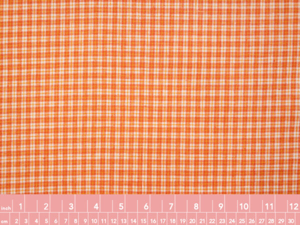 Designer Deadstock – Yarn Dyed Linen - Mini Plaid - Carrot