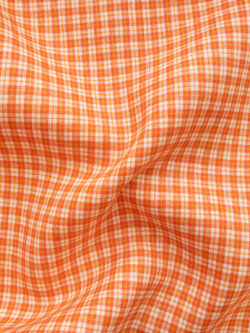 Designer Deadstock – Yarn Dyed Linen - Mini Plaid - Carrot