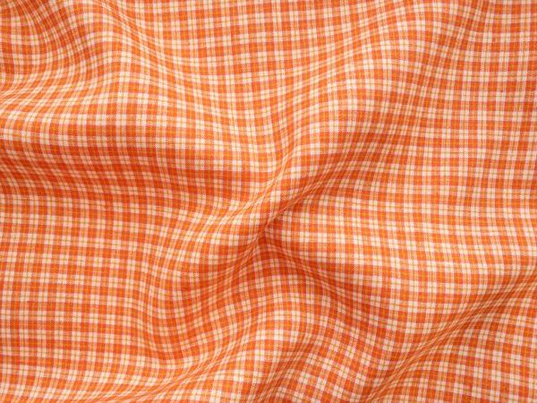 Designer Deadstock – Yarn Dyed Linen - Mini Plaid - Carrot