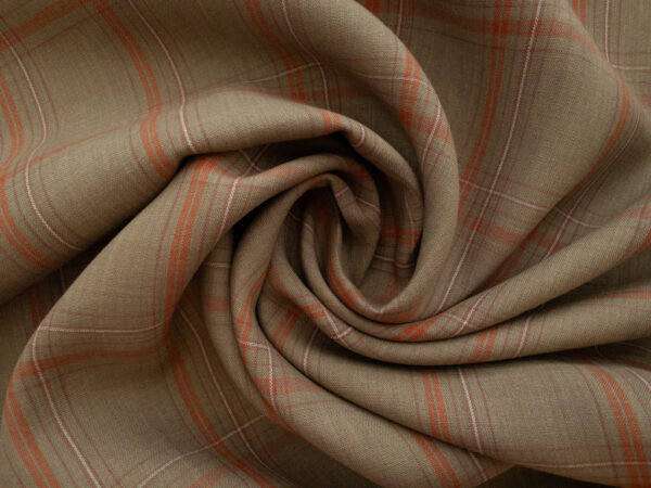 Designer Deadstock – Yarn Dyed Linen - Plaid - Nutmeg