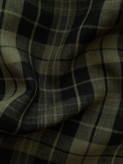 Designer Deadstock – Yarn Dyed Linen - Plaid - Black/Olive