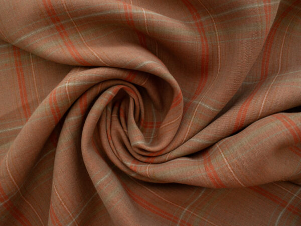 Designer Deadstock – Yarn Dyed Linen - Plaid - Pumpkin Spice