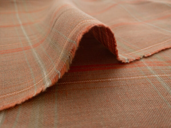 Designer Deadstock – Yarn Dyed Linen - Plaid - Pumpkin Spice