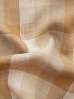 Designer Deadstock – Yarn Dyed Linen - Plaid - Honey Oats