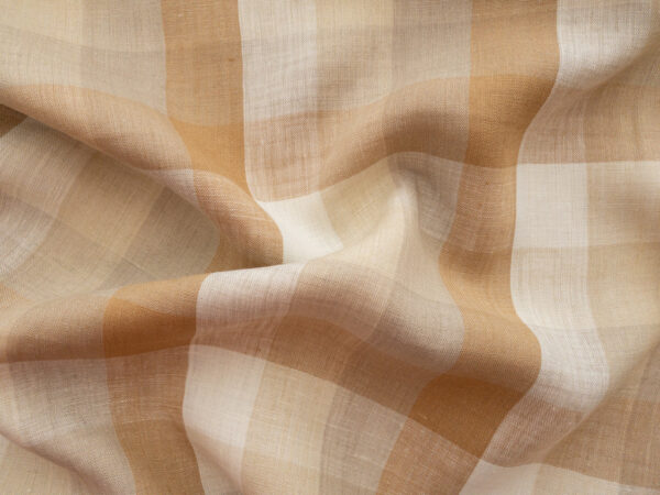 Designer Deadstock – Yarn Dyed Linen - Plaid - Honey Oats