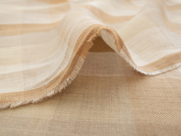 Designer Deadstock – Yarn Dyed Linen - Plaid - Honey Oats