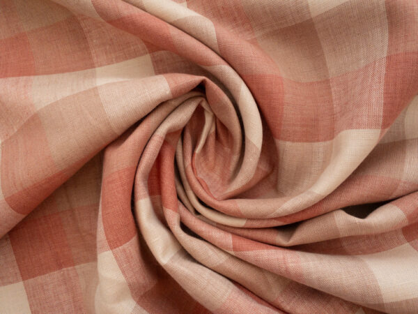 Designer Deadstock – Yarn Dyed Linen - Plaid - Strawberry Cream