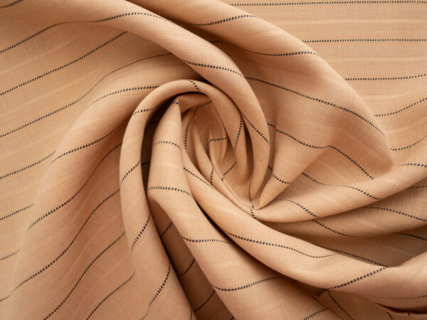 Designer Deadstock – Yarn Dyed Linen - Pinstripe - Peach