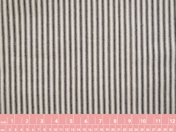 Ticking Stripe - Yarn Dyed Cotton Twill - Black/Natural