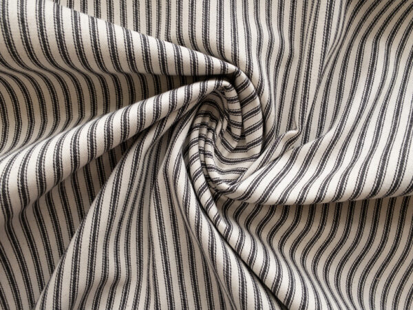 Ticking Stripe - Yarn Dyed Cotton Twill - Black/Natural