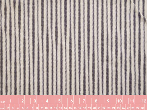 Ticking Stripe - Yarn Dyed Cotton Twill - Smoke/Natural