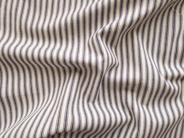 Ticking Stripe - Yarn Dyed Cotton Twill - Smoke/Natural