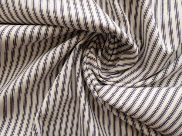 Ticking Stripe - Yarn Dyed Cotton Twill - Smoke/Natural