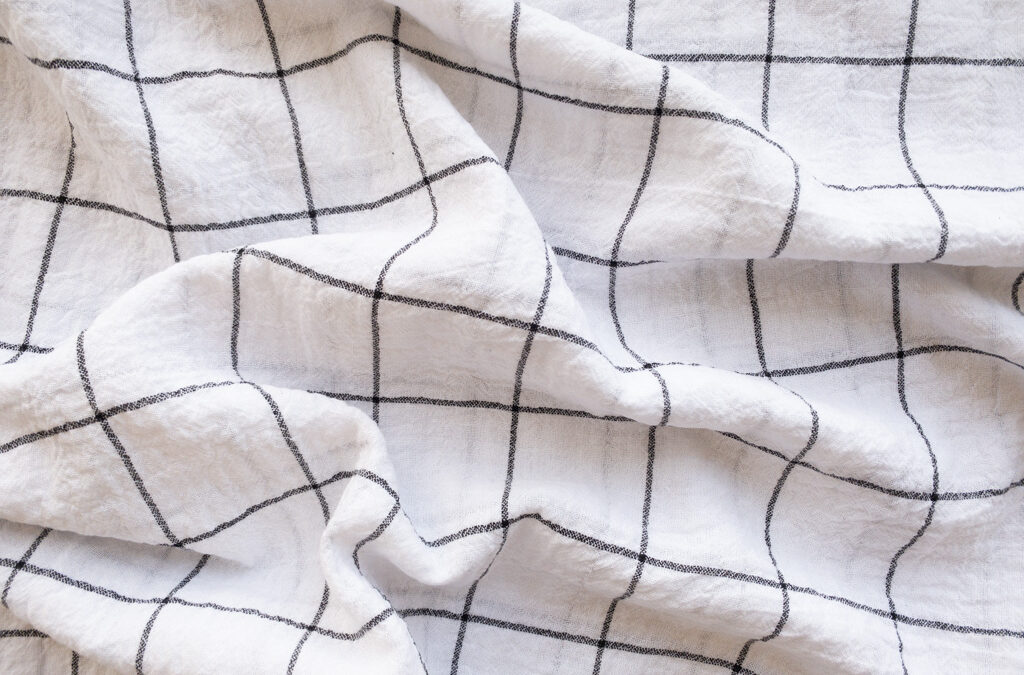 Designer Deadstock – Cotton Gauze – Windowpane – Ivory/Black