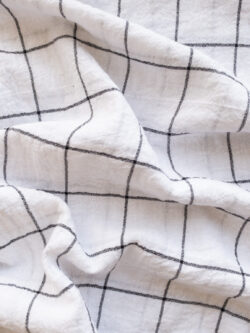 Designer Deadstock – Cotton Gauze – Windowpane - Ivory/Black