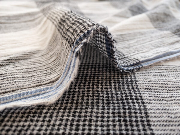 Designer Deadstock – Linen/Cotton Gauze – Large Check - White/Black
