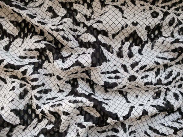 Designer Deadstock - Novelty Mesh - Flora Cutout - Black/White