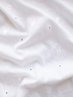 Designer Deadstock - Embroidered Cotton Eyelet - Flower Loops