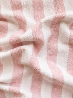 Designer Deadstock - Kolkata Cloth Textured Cotton – Wide Stripe - Pink/White