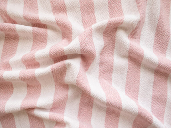 Designer Deadstock - Kolkata Cloth Textured Cotton – Wide Stripe - Pink/White