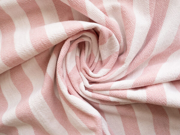 Designer Deadstock - Kolkata Cloth Textured Cotton – Wide Stripe - Pink/White