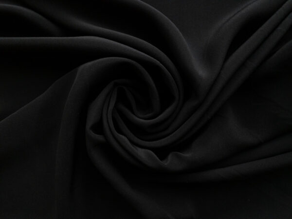 Designer Deadstock - Silk / Spandex Crepe de Chine - Jet