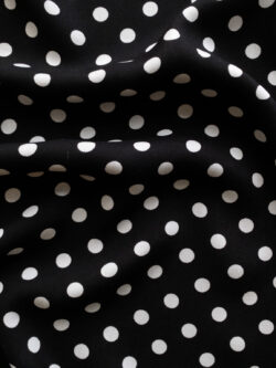 Designer Deadstock - Rayon Challis - Polka Dot - Black/White