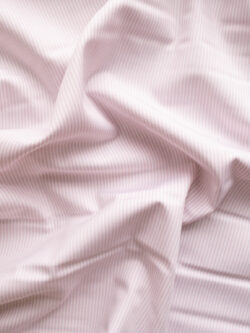 British Designer Deadstock – Yarn Dyed Cotton Shirting - Dusty Pink Stripe