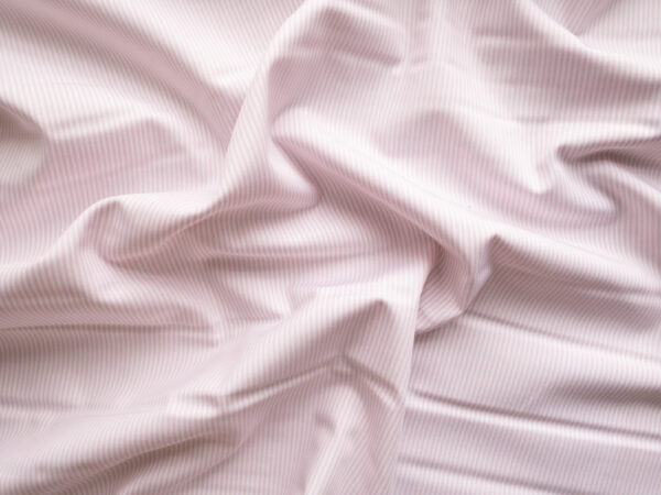 British Designer Deadstock – Yarn Dyed Cotton Shirting - Dusty Pink Stripe