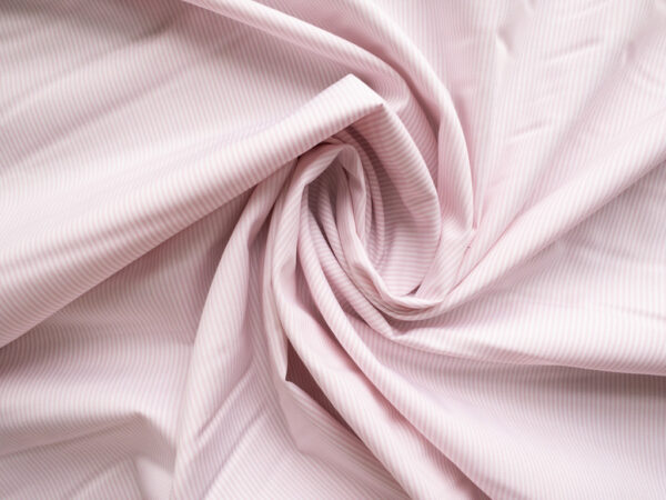 British Designer Deadstock – Yarn Dyed Cotton Shirting - Dusty Pink Stripe