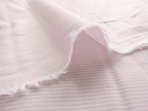 British Designer Deadstock – Yarn Dyed Cotton Shirting - Dusty Pink Stripe