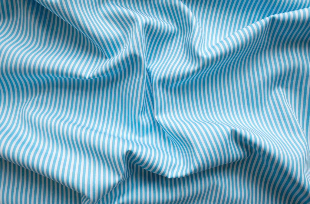 British Designer Deadstock – Cotton Shirting – Turquoise Stripe