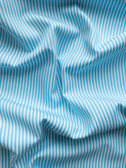 British Designer Deadstock – Cotton Shirting - Turquoise Stripe
