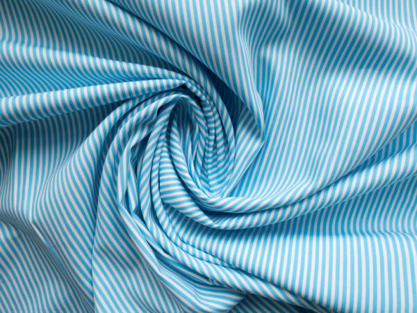 British Designer Deadstock – Cotton Shirting - Turquoise Stripe