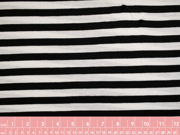 British Designer Deadstock - Viscose Jersey - Black/Ivory Stripe