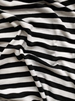 British Designer Deadstock - Viscose Jersey - Black/Ivory Stripe