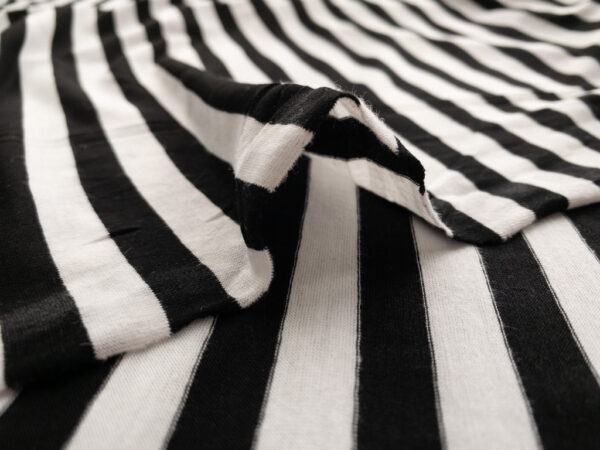 British Designer Deadstock - Viscose Jersey - Black/Ivory Stripe