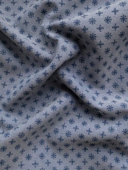 European Designer Deadstock – Cotton Chambray Oxford - Mini Motif - Indigo