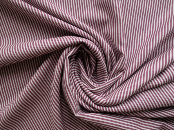 European Designer Deadstock – Cotton/Viscose Brushed Twill - Mauve Stripe