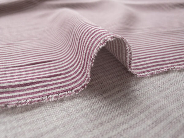 European Designer Deadstock – Cotton/Viscose Brushed Twill - Mauve Stripe