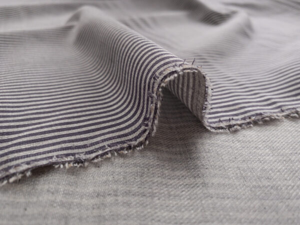 European Designer Deadstock – Cotton/Viscose Brushed Twill - Purple Stripe