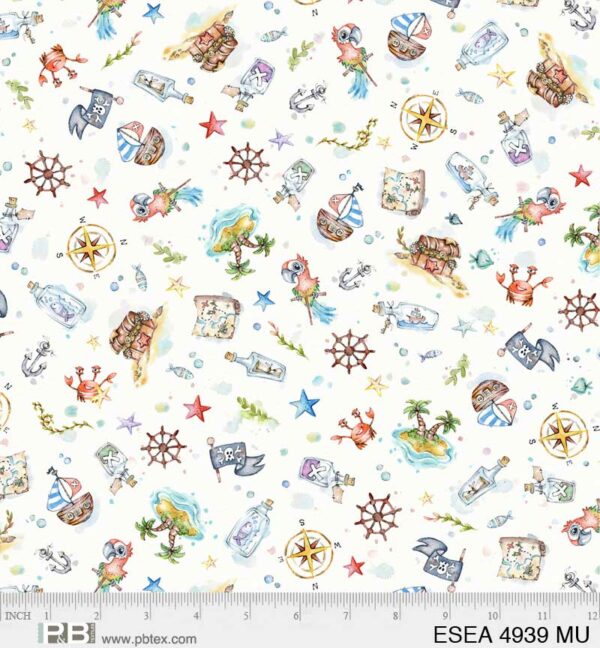 Quilting Cotton - Enchanted Seas - Pirates Tossed - Cream