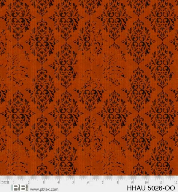 Quilting Cotton - Happy Hauntings - Damask - Orange