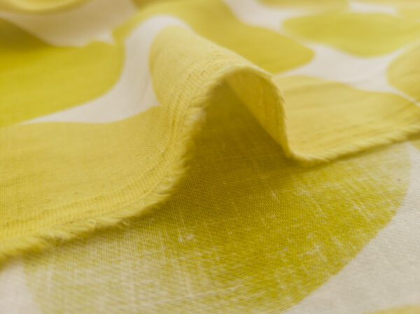 Japanese Cotton/Linen Twill - Watercolor Stones - Citron/Natural