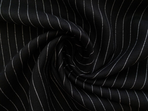 Designer Deadstock – Yarn Dyed Linen - Pinstripe - Black