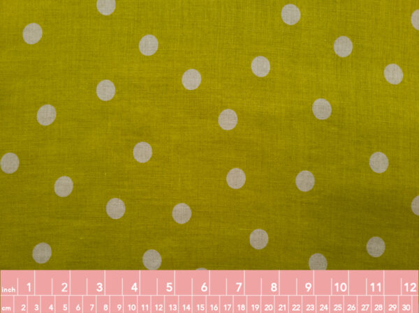 Japanese Linen Sheeting - Polka Dots - Citron/Natural